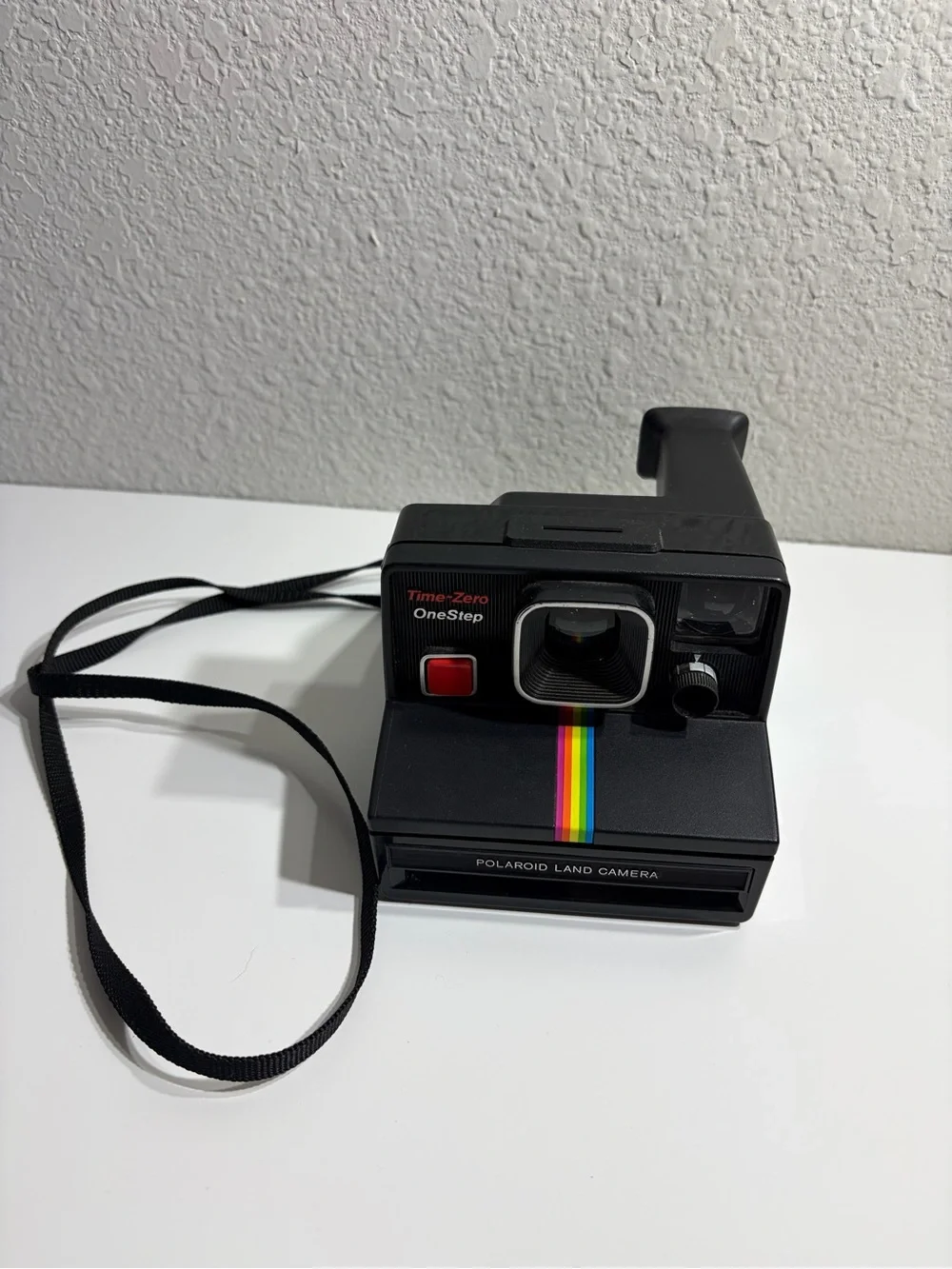 Vintage Polaroid Black Land Instant Film Camera with Rainbow Stripe